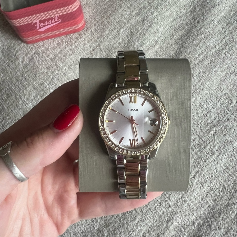 Fossil Women's Two-Tone Watch with Crystal Accents
